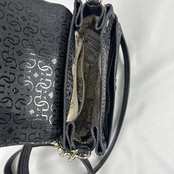 Guess 1981 Crossbody Handbag Black Purse Chain Strap - Picture 8 of 14